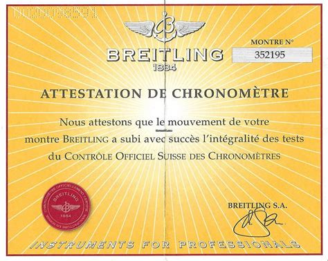 breitling attestation de chronometre price|Breitling chronomat colt.